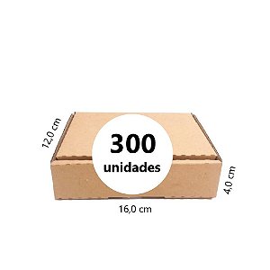 Caixa de Papelão para envio Correio Mini C:16,0 x L:12,0 x A:4,0 cm - Parda - Pacote com 300 Unidades