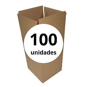Caixa de Papelão Parda para 4 Garrafas de Vinho Reforçada - C: 20,0cm L: 20,0cm A: 36,5cm - Pacote com 100 Unidades