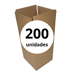 Caixa de Papelão Parda para 4 Garrafas de Vinho Reforçada - C: 20,0cm L: 20,0cm A: 36,5cm - Pacote com 200 Unidades