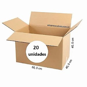 Caixa Tipo Maleta - 60,0 x 40,0 x 40,0 cm (Onda Simples - Duplex) - Pacote com 20 Unidades