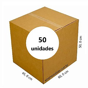Caixa de Papelão Tipo Normal Reforçadas C:60,0cm L:45,0cm A:50,0cm – Onda Dupla - Pacote com 50 Unidades