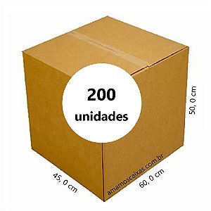 Caixa de Papelão Tipo Normal Reforçadas C:60,0cm L:45,0cm A:50,0cm – Onda Dupla - Pacote com 200 Unidades