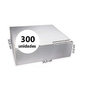 Caixa de Papelão para Transporte de Tortas, Bolos e Outros Produtos C:33,0 L:33,0 A:13,0 cm Pacote com 300 Unidades - Branca