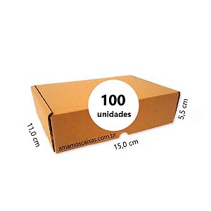 Caixa de Papelão para envio Correio S-0 C:15,0 x L:11,0 x A:5,5 cm - Parda - Pacote com 100 Unidades