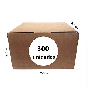 Caixa de Papelão - C:26,0cm L:26,0cm A:20,0cm – Onda Simples - Pacote com 300 Unidades