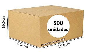Caixa de Papelão Tipo Normal Reforçada - C:50,0cm L:40,0cm A:30,0cm – Onda Dupla - Pacote com 500 Unidades
