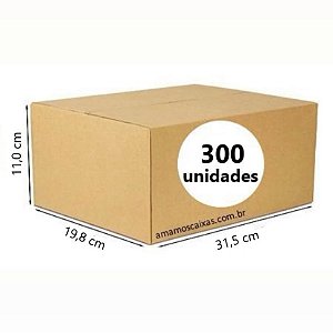 Caixa de Papelão - C:31,5 x L:19,8 x A:11,0cm  - Onda Simples - Pacote com 300 Unidades