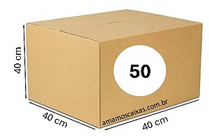 Caixa de Papelão - C:40,0cm L:40,0cm A:40,0cm – Onda Simples - Pacote com 50 Unidades