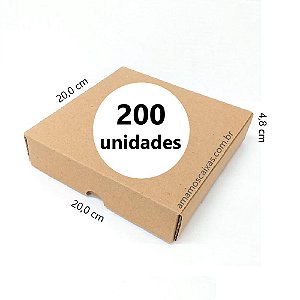 Caixa de Papelão C:20,0cm x L:20,0cm x A:4,8cm - Onda Simples - Pacote com 200 Unidades