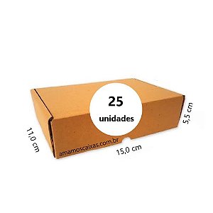 Caixa de Papelão para envio Correio S-0 C:15,0 x L:11,0 x A:5,5 cm - Parda - Pacote com 25 Unidades