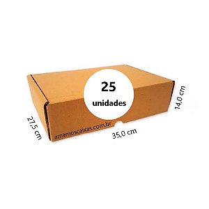 Caixa de Papelão para envio Correio S-04 C:35,0 x L:27,5 x A:14,0cm - Parda - Pacote com 25 Unidades