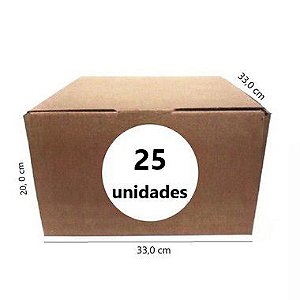 Caixa de Papelão - C:33,0cm L:33,0cm A:20,0cm – Onda Simples - Pacote com 25 Unidades