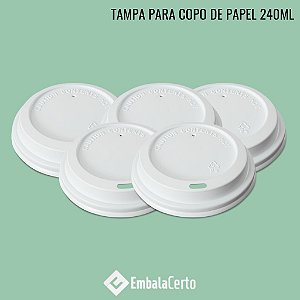 TAMPA DESCARTÁVEL BRANCA PARA COPO DE PAPEL 240ML