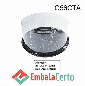 EMBALAGEM P/ BOLO 25CM C/ TAMPA ALTA E BASE PRETA G56CTA