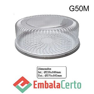 EMBALAGEM P/ BOLO 22CM C/ TAMPA MÉDIA E BASE BRANCA G50M