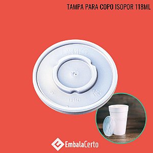 TAMPA PLÁSTICA S/ FURO 4Oz P/ COPO DE ISOPOR DE 118ML