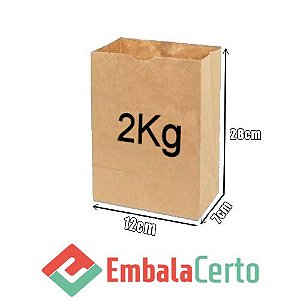 Saco de Papel Kraft para Delivery 2kg Embalacerto