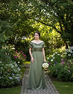 Vestido Festa Azul Ombro A Ombro C/fenda Luxo Acetinado