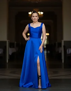 Vestido Longo Festa Azul Royal Zibeline Madrinha Casamento