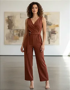 DUPLICADO - Macacão Feminino Longo Elegante Social Alfaiataria Pantalona