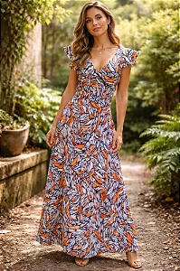 Vestido Longo Transpassado Envelope Moda Casual Elegante