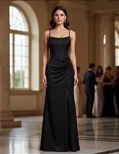 Vestido Festa Longo Costas Trançadas Formatura Madrinha Luxo