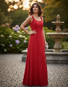 Vestido Longo Feminino Festa Soltinho Decote Coração E Fenda
