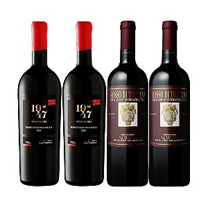 Kit com 02 Vinho Dal 1947 Primitivo di Manduria DOP 750 ml + 02 Vinho Rosso Di Toscana La Lecciaia IGT 750ml