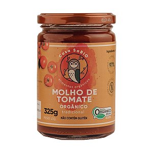 Molho de Tomate Orgânico Tradicional Casa Sabio 325g