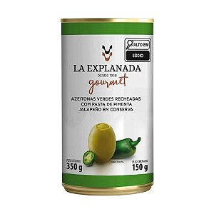 Azeitonas Verdes Recheadas com Pasta de Pimenta Jalapeno La Explanada 150g