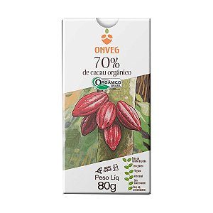 Chocolate 70% Cacau Orgânico Onveg 80g