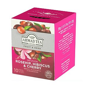 Chá Rosehip Hibiscus & Cherry Ahmad Tea 20g