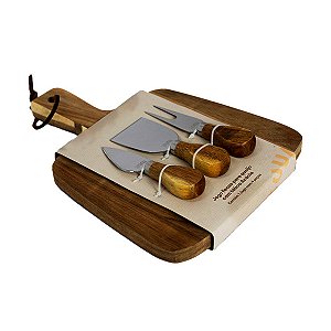 Jogo de Facas para Queijo com Tabua Acacia 4 peças Tuut