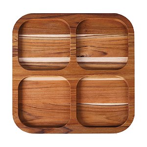 Petisqueira Quadrada 4 Divisões Almadera 28x28x1,cm