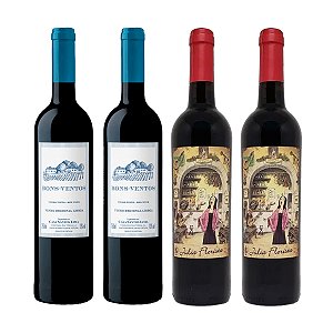 Kit com 02 Vinho Tinto Meio Seco Quinta de Bons Ventos 750ml e 02 Vinho Julia Florista Tinto 750ml