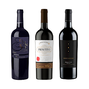 Kit 3 Vinhos Primitivo Puglia Itália Esperanto Le Casine Luccarelli