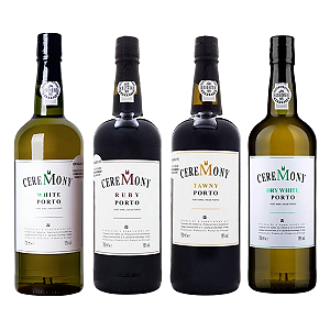 Kit 4 Vinhos do Porto Ceremony Ruby Tawny Seco e Doce