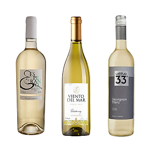 Kit 3 Vinhos Brancos Pinot Grigio Chardonnay Sauvignon Blanc