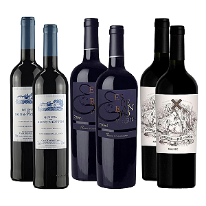 Kit 6 Vinhos Tintos Clássicos Portugal Itália Argentina