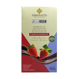 Bombons de Chocolate 42% com Creme de Morango e Açucar de Coco Ferronatto 120g