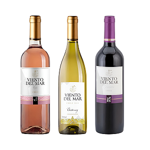 Kit 3 Vinho Viento Del Mar Chardonnay Rosé e Carmenere
