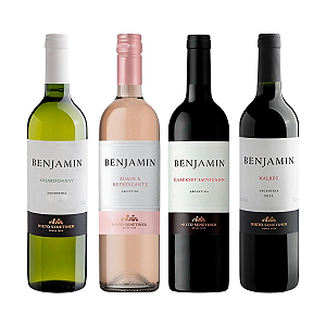 Kit 4 Benjamin Chardonnay Rosé Cabernet e Malbec - Argentina