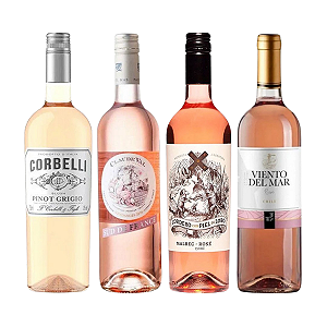 Kit 4 Vinhos Rosé França Itália Argentina Chile – Degustação Internacional