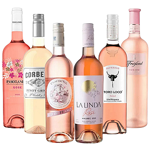Kit 6 Vinhos Rosé Degustação Internacional 6 Países