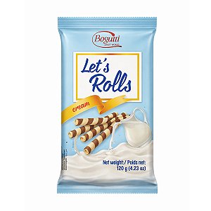 Canudos de Wafer Let's Rolls com Creme Bogutti 120g