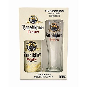 Kit Cerveja Benediktiner Weissbier Lata 500ml + 1 Copo