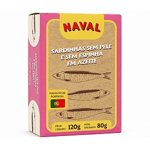 Sardinhas sem Pele e sem Espinha em Azeite Naval 80g