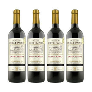Kit 4 Vinho Tinto Seco Chateau Bellevue Favereau Bordeaux 750ml