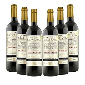 Kit 6 Vinho Tinto Seco Chateau Bellevue Favereau Bordeaux 750ml
