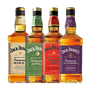 Kit 4 Jack Daniels 1L – Honey Apple Fire Blackberry 1L